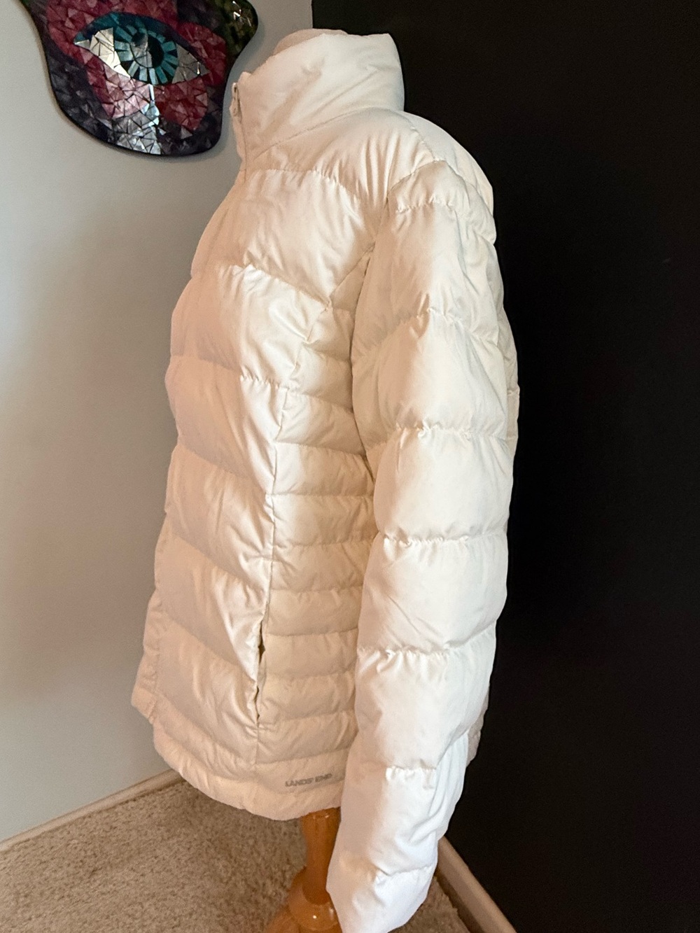 Lands' End Women’s White Quilted Puffy Puffer Coat 1x - Picture 3 of 9